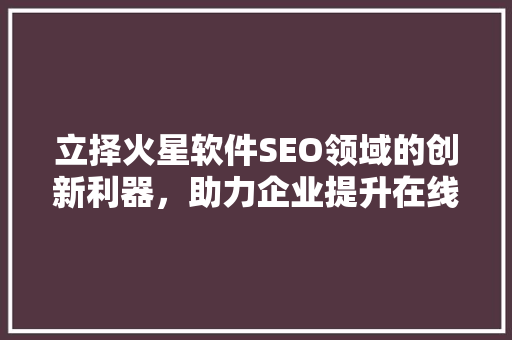 立择火星软件SEO领域的创新利器，助力企业提升在线竞争力
