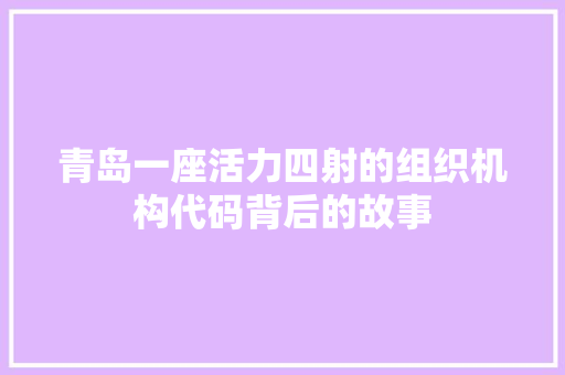 青岛一座活力四射的组织机构代码背后的故事