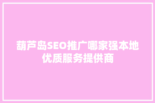 葫芦岛SEO推广哪家强本地优质服务提供商