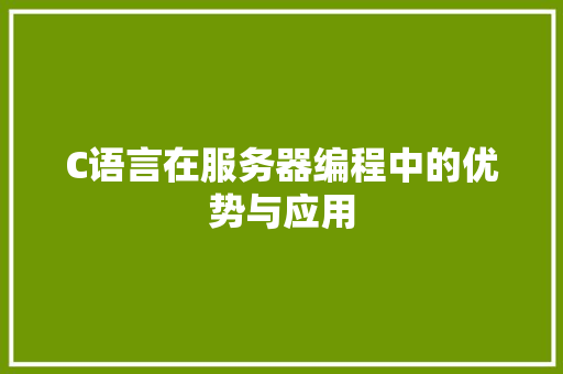 C语言在服务器编程中的优势与应用