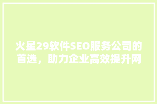 火星29软件SEO服务公司的首选，助力企业高效提升网站排名