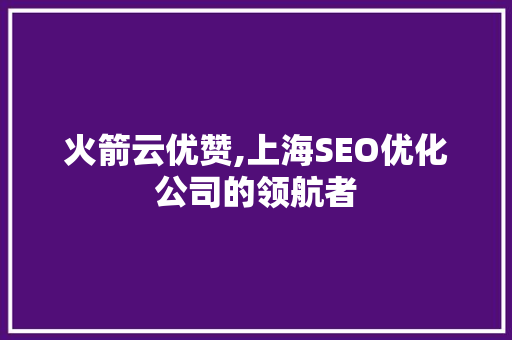 火箭云优赞,上海SEO优化公司的领航者