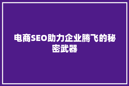 电商SEO助力企业腾飞的秘密武器