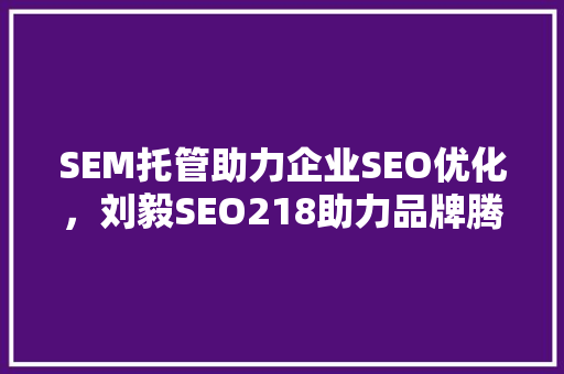 SEM托管助力企业SEO优化，刘毅SEO218助力品牌腾飞