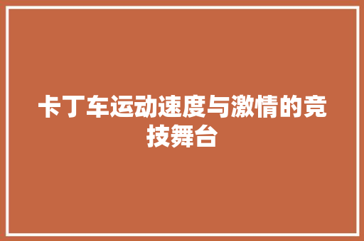 卡丁车运动速度与激情的竞技舞台