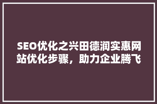 SEO优化之兴田德润实惠网站优化步骤，助力企业腾飞