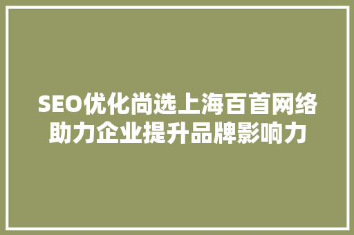 SEO优化尚选上海百首网络助力企业提升品牌影响力
