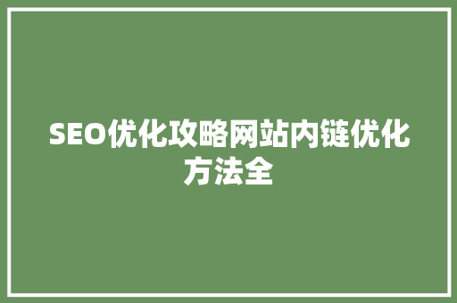 SEO优化攻略网站内链优化方法全