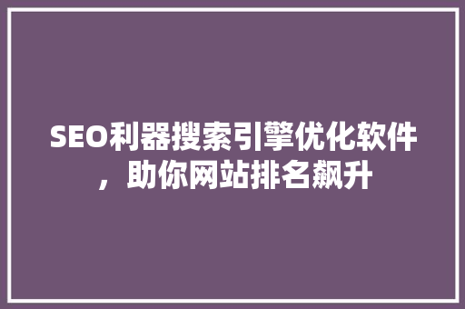 SEO利器搜索引擎优化软件，助你网站排名飙升