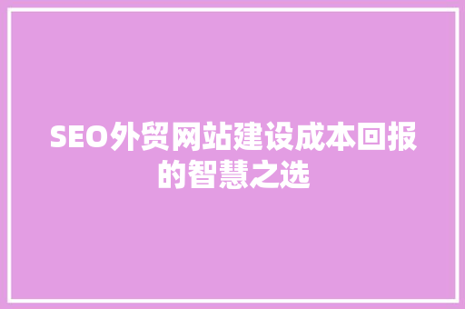 SEO外贸网站建设成本回报的智慧之选
