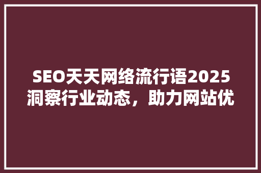 SEO天天网络流行语2025洞察行业动态，助力网站优化