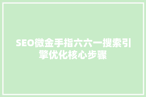 SEO微金手指六六一搜索引擎优化核心步骤