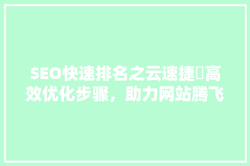 SEO快速排名之云速捷亅高效优化步骤，助力网站腾飞