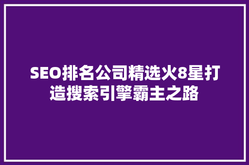 SEO排名公司精选火8星打造搜索引擎霸主之路
