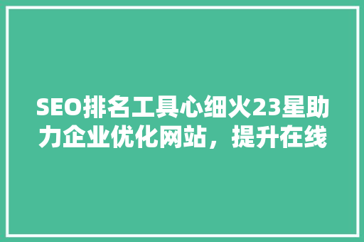 SEO排名工具心细火23星助力企业优化网站，提升在线竞争力