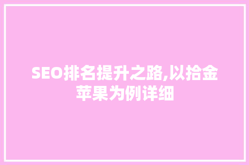 SEO排名提升之路,以拾金苹果为例详细