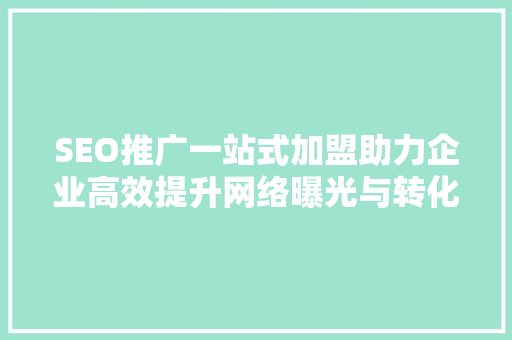 SEO推广一站式加盟助力企业高效提升网络曝光与转化