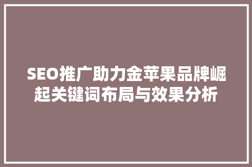 SEO推广助力金苹果品牌崛起关键词布局与效果分析