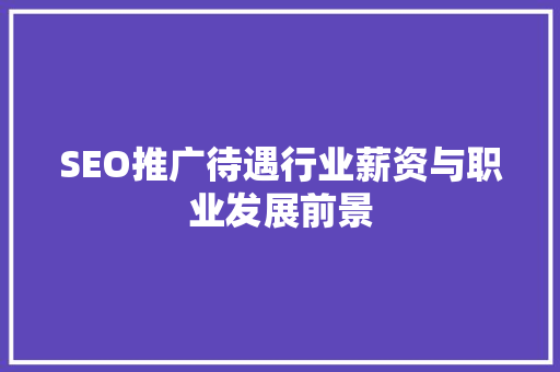 SEO推广待遇行业薪资与职业发展前景