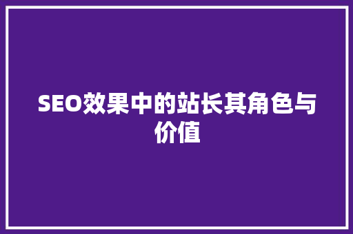 SEO效果中的站长其角色与价值