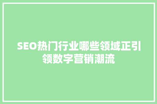 SEO热门行业哪些领域正引领数字营销潮流