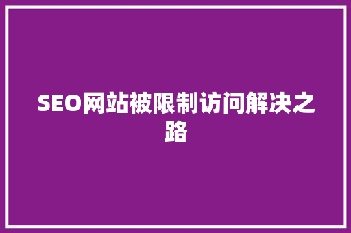 SEO网站被限制访问解决之路