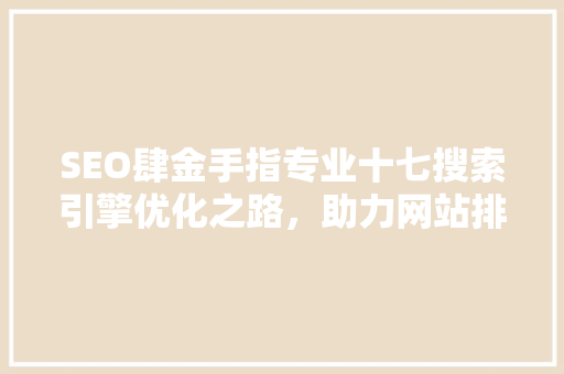 SEO肆金手指专业十七搜索引擎优化之路，助力网站排名飙升