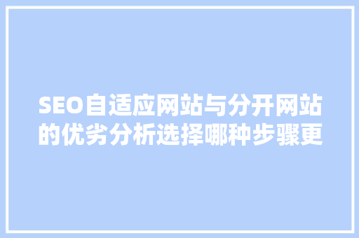SEO自适应网站与分开网站的优劣分析选择哪种步骤更胜一筹