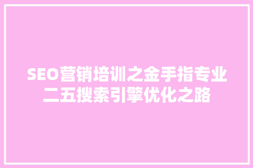 SEO营销培训之金手指专业二五搜索引擎优化之路