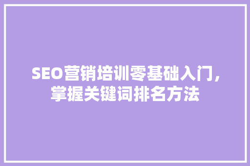 SEO营销培训零基础入门，掌握关键词排名方法