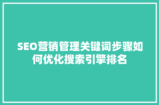SEO营销管理关键词步骤如何优化搜索引擎排名