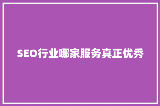 SEO行业哪家服务真正优秀