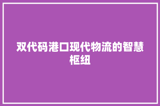 双代码港口现代物流的智慧枢纽