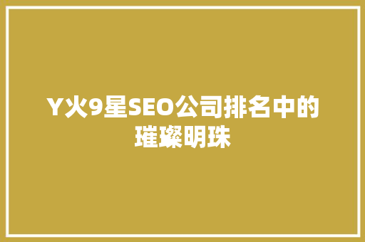 Y火9星SEO公司排名中的璀璨明珠