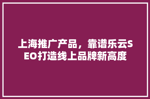上海推广产品，靠谱乐云SEO打造线上品牌新高度