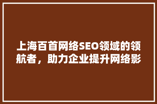 上海百首网络SEO领域的领航者，助力企业提升网络影响力
