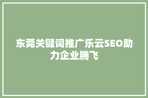 东莞关键词推广乐云SEO助力企业腾飞