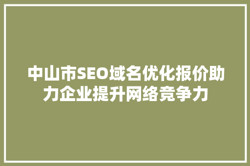 中山市SEO域名优化报价助力企业提升网络竞争力