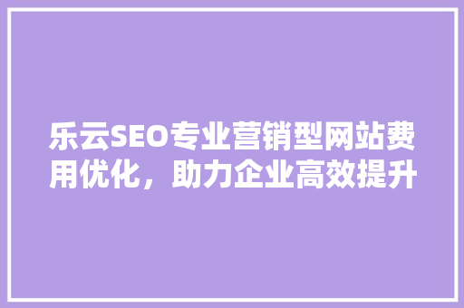 乐云SEO专业营销型网站费用优化，助力企业高效提升品牌影响力