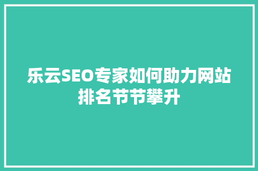 乐云SEO专家如何助力网站排名节节攀升