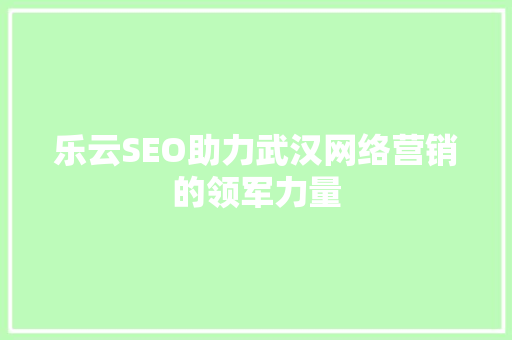 乐云SEO助力武汉网络营销的领军力量
