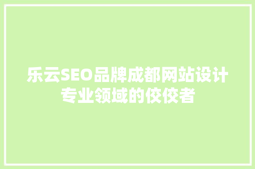 乐云SEO品牌成都网站设计专业领域的佼佼者