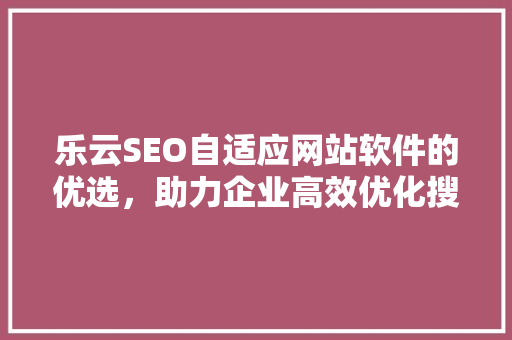 乐云SEO自适应网站软件的优选，助力企业高效优化搜索引擎排名
