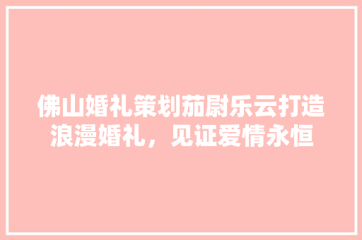 佛山婚礼策划茄尉乐云打造浪漫婚礼，见证爱情永恒