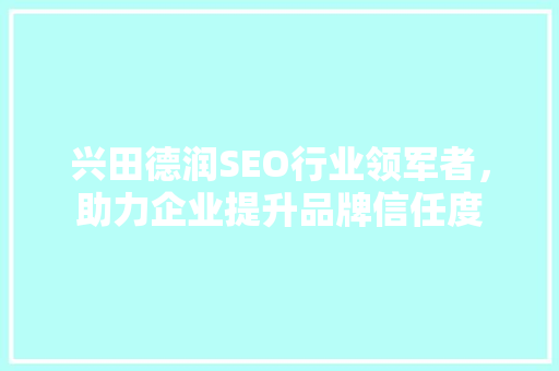 兴田德润SEO行业领军者，助力企业提升品牌信任度