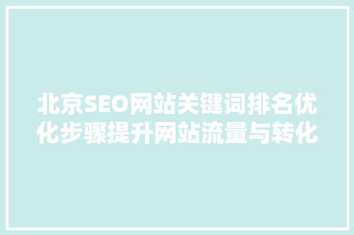 北京SEO网站关键词排名优化步骤提升网站流量与转化率的关键之路