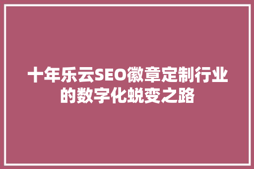 十年乐云SEO徽章定制行业的数字化蜕变之路