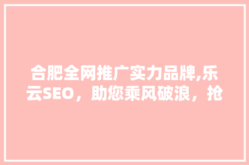 合肥全网推广实力品牌,乐云SEO，助您乘风破浪，抢占市场先机