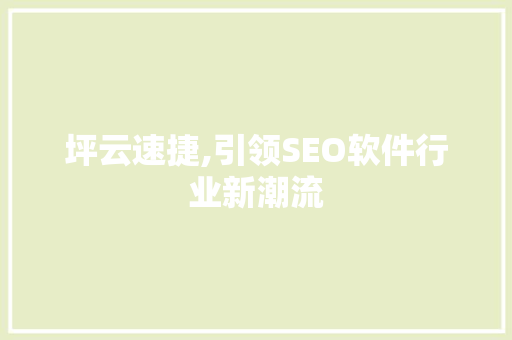 坪云速捷,引领SEO软件行业新潮流