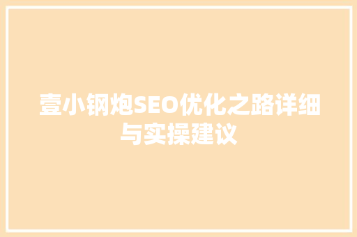 壹小钢炮SEO优化之路详细与实操建议